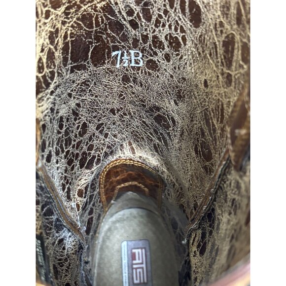 Ariat Western Brown Leather Boots Size 7.5 With Embroidered Floral Design - Picture 8 of 9